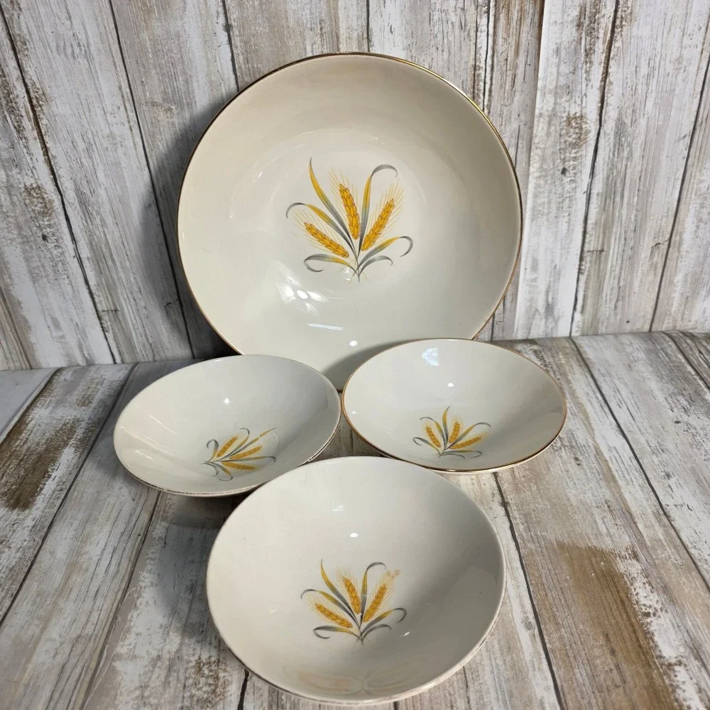 Lifetime China Co Fieldcrest Wheat Bowls Set 4 Vintage Semi-Vitreous Alliance OH
